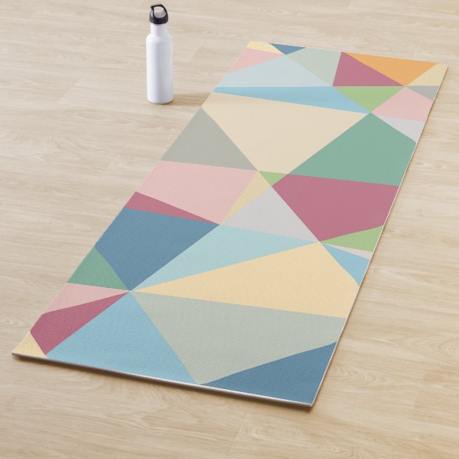 Pastel Colourful Modern Abstract Geometric Pattern Yoga Mat (In Situ)
