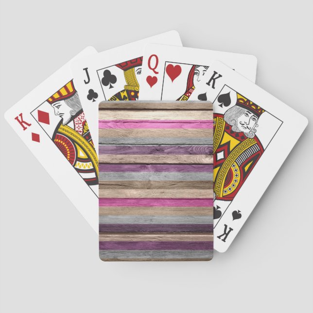 Pastel Colourful on Wood #2 Playing Cards (Back)