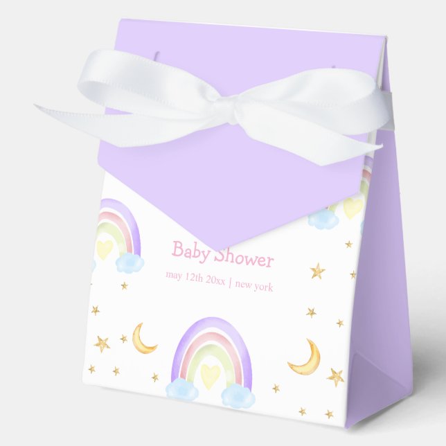 Pastel Colourful Rainbow Moon Star Baby Shower  Favor Box (Front)