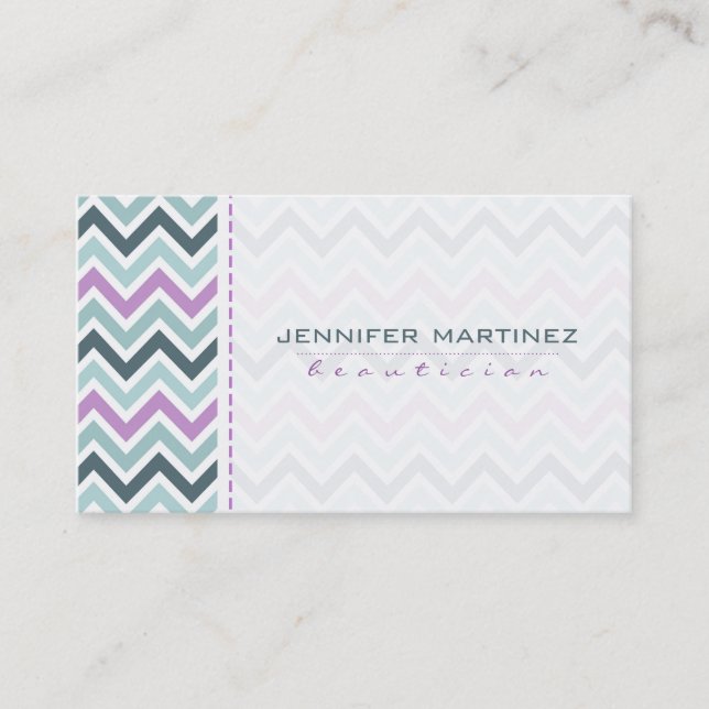Pastel Colourful Retro Chevron Pattern 2a Business Card (Front)