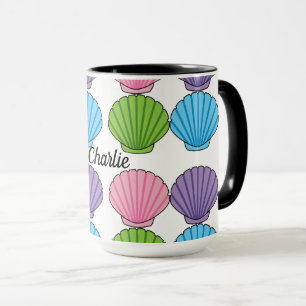 Pastel Colourful Seashell Pack   Add Own Name Mug