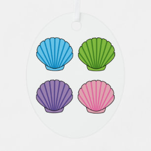 Pastel Colourful Seashell Pack Metal Ornament