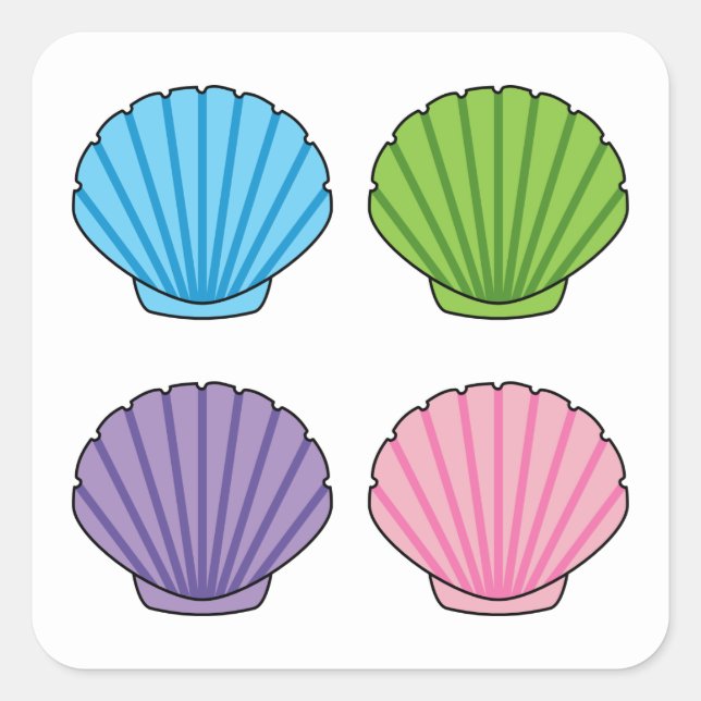 Pastel Colourful Seashell Pack Square Sticker (Front)