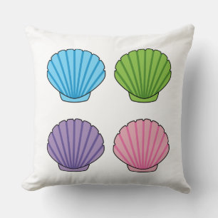 Pastel Colourful Seashell Pack Throw Pillow