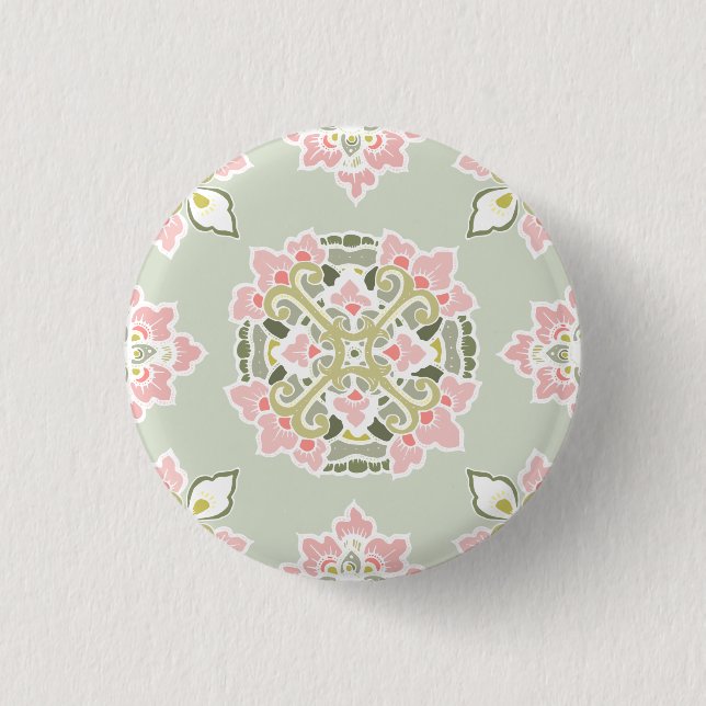 Pastel Colourful Tracery Ornament Button (Front)
