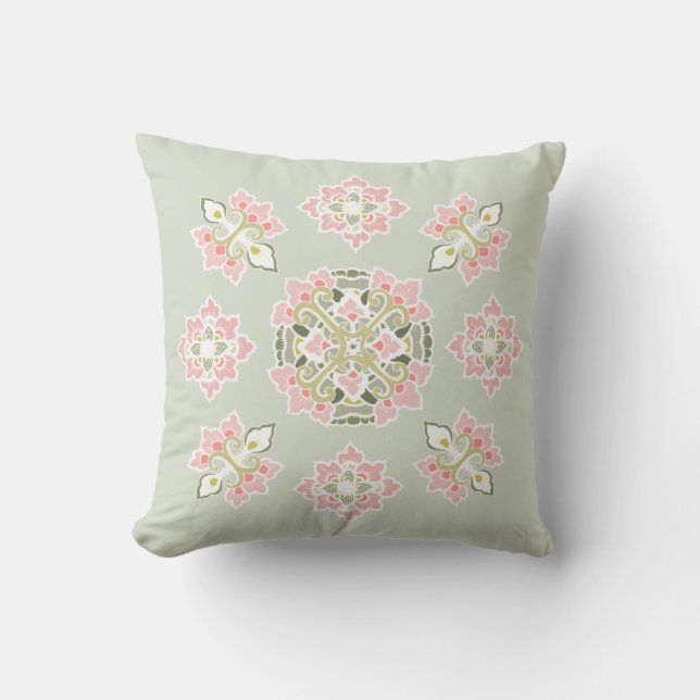 Pastel Colourful Tracery Ornament  Throw Pillow (Front)