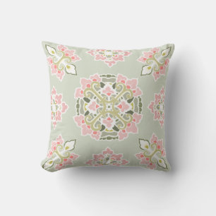 Pastel Colourful Tracery Ornament Throw Pillow