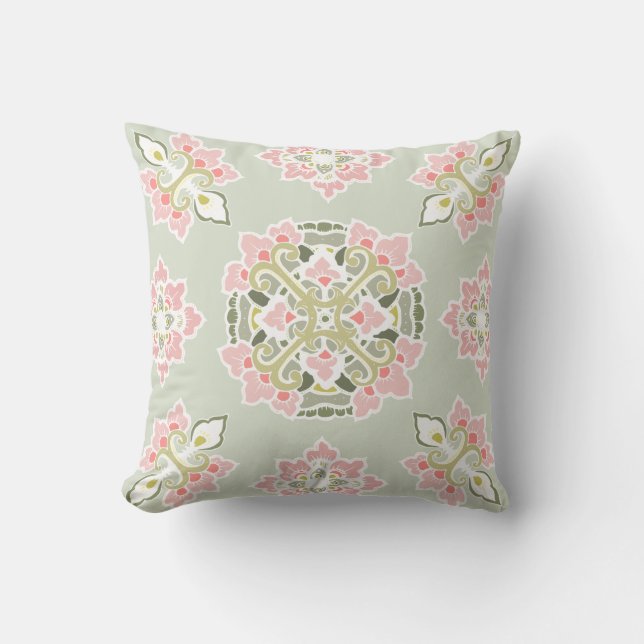 Pastel Colourful Tracery Ornament Throw Pillow (Front)