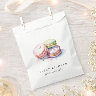 Pastel Colourful Watercolor French Macarons Bakery Favour Bag