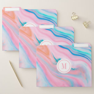Pastel colours abstract agate flowing marble swirl file folder