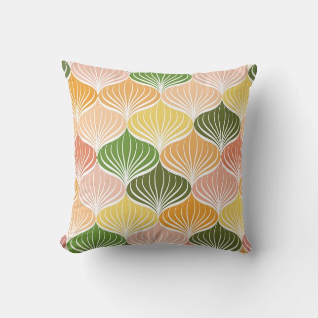 Pastel colours abstract flowers pattern throw pillow (Front)