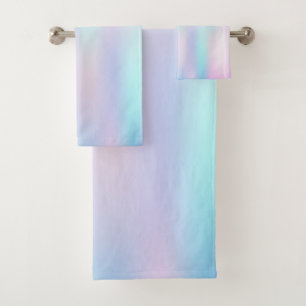 Pastel Colours Abstract Iridescent Background Bath Towel Set