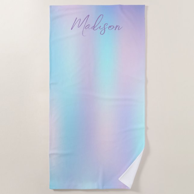 Pastel Colours Abstract Iridescent Background Beach Towel (Front)