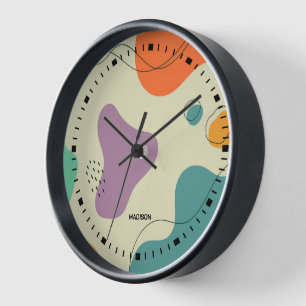 Pastel colours abstract shapes modern background c clock