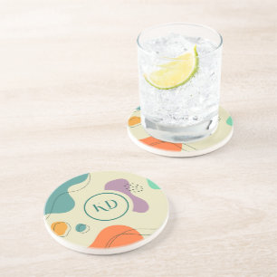 Pastel colours abstract shapes modern background coaster