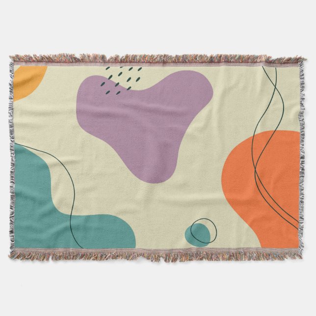 Pastel colours abstract shapes modern background throw blanket (Front)