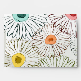 Pastel colours abstract spring flowers envelope
