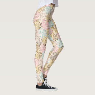 Pastel colours abstract starburst pattern leggings