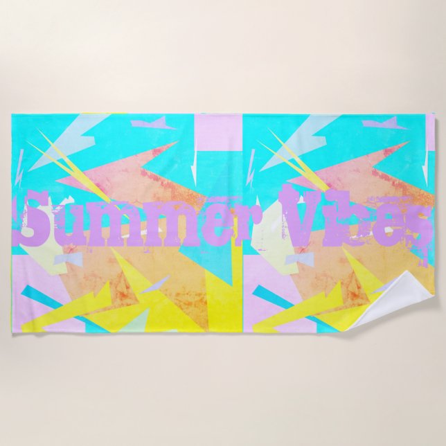 Pastel Colours Abstract Summer Vibes Beach Towel (Front)