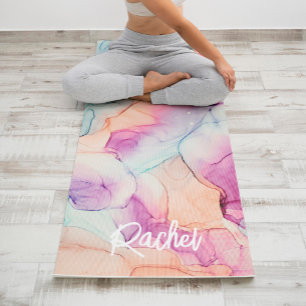 Pastel Colours Alcohol Ink Abstract Pattern Yoga Mat