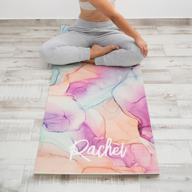 Pastel Colours Alcohol Ink Abstract Pattern Yoga Mat (Creator Uploaded)
