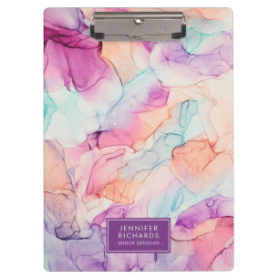 Pastel Colours Alcohol Ink Personalized Clipboard