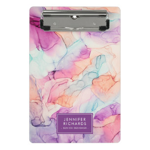 Pastel Colours Alcohol Ink Personalized Mini Clipboard