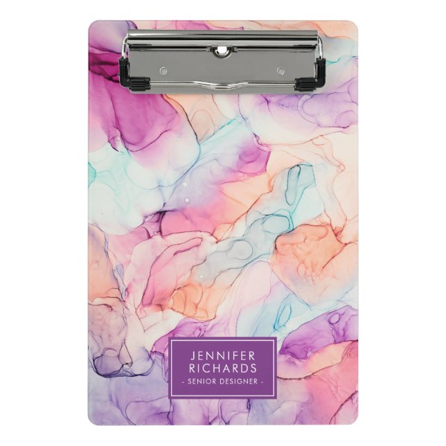 Pastel Colours Alcohol Ink Personalized Mini Clipboard (Front)