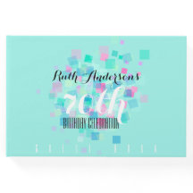 Pastel Colours Aqua 70th Birthday Party Guest Book