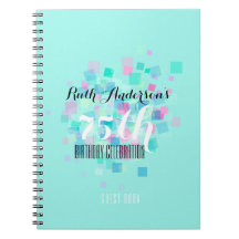 Pastel Colours Aqua 75th Birthday Party Guest Book