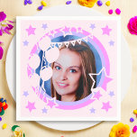 Pastel Colours Birthday Party Framed Photo Paper Napkin<br><div class="desc">Upload a photo, and easily create your personalized napkins. Click EDIT to change any of the three design colours. You can TRANSFER this DESIGN on other Zazzle products and adjust it to fit most of the Zazzle items. Standard Studio designs are made in high-resolution vector graphics for professional print. Thank...</div>
