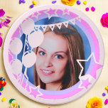 Pastel Colours Birthday Party Framed Photo Paper Plate<br><div class="desc">Upload a photo, and easily create your personalized paper plate. Click EDIT if you want to change any of the three design colours. You can TRANSFER this DESIGN on other Zazzle products and adjust it to fit most of the Zazzle items. Standard Studio designs are made in high-resolution graphics for...</div>