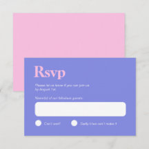 Pastel Colours Blue and Pink Minimalist RSVP Card