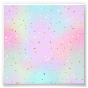 Pastel Colours Blue Pink Purple Small Bright Golde Photo Print