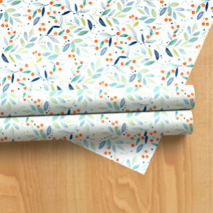 Pastel colours botanical leaves and berries patter wrapping paper