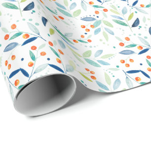 Pastel Colours Botanicals Watercolors Pattern Wrapping Paper