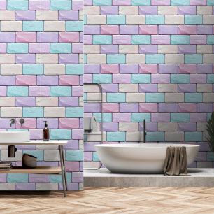 Pastel Colours Brick Pattern Wallpaper