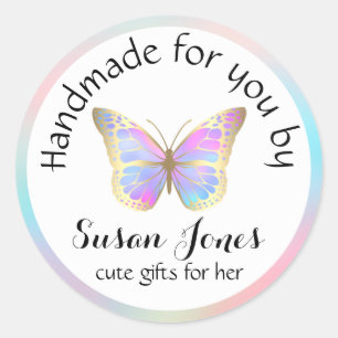 pastel colours butterfly business logo classic round sticker