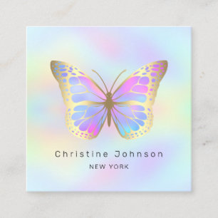 pastel colours butterfly square business card