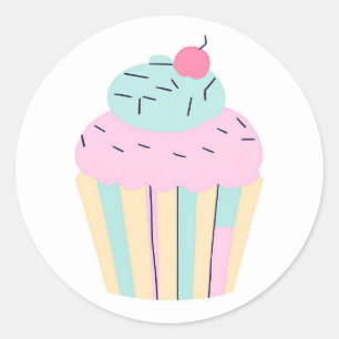 Pastel Colours Cupcake Bakery Round Sticker