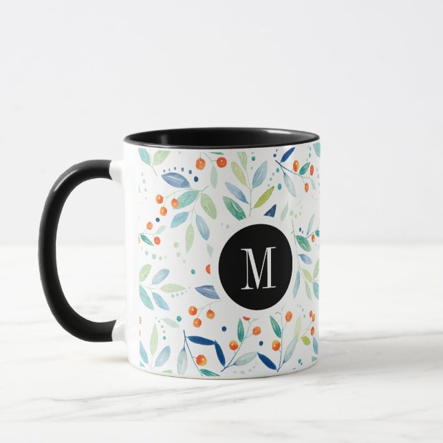 Pastel Colours Delicate Floral Pattern Mug (Left)