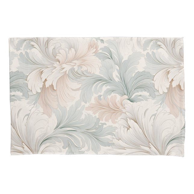 Pastel colours delicate ornamental floral motifs pillowcase (Front)
