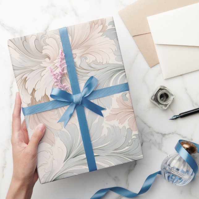 Pastel colours delicate ornamental floral motifs wrapping paper (Gifting)