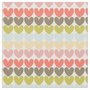 Pastel Colours Ditsy Love Hearts Patterned Design Fabric