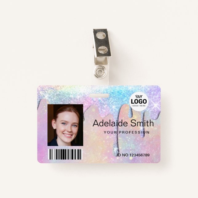 pastel colours drips badge (Front with Clip)