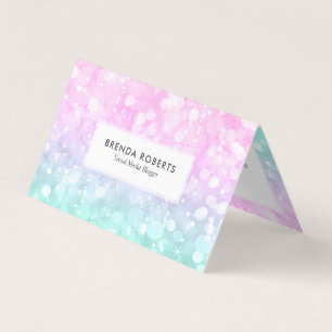 Pastel Colours Faux Bokeh Glitter Business Card