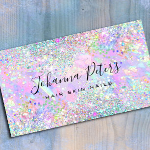 pastel colours faux glitter abstract opal design business card