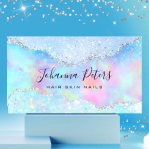 pastel colours faux glitter  business card