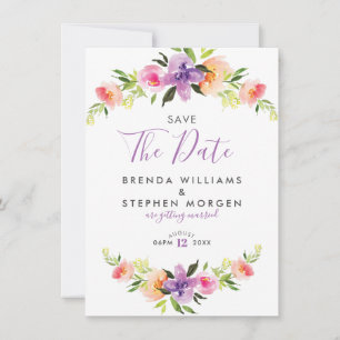 Pastel Colours Flowers Wreath Border Save The Date