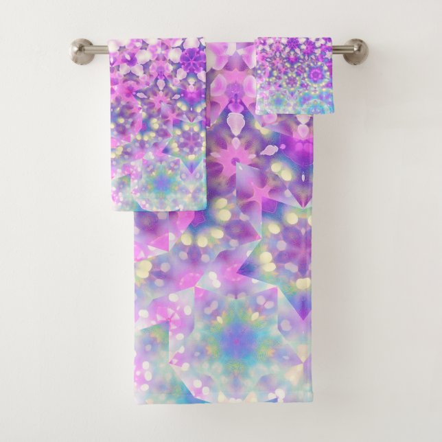 Pastel Colours Geometric Abstract Pattern Bath Towel Set (Insitu)